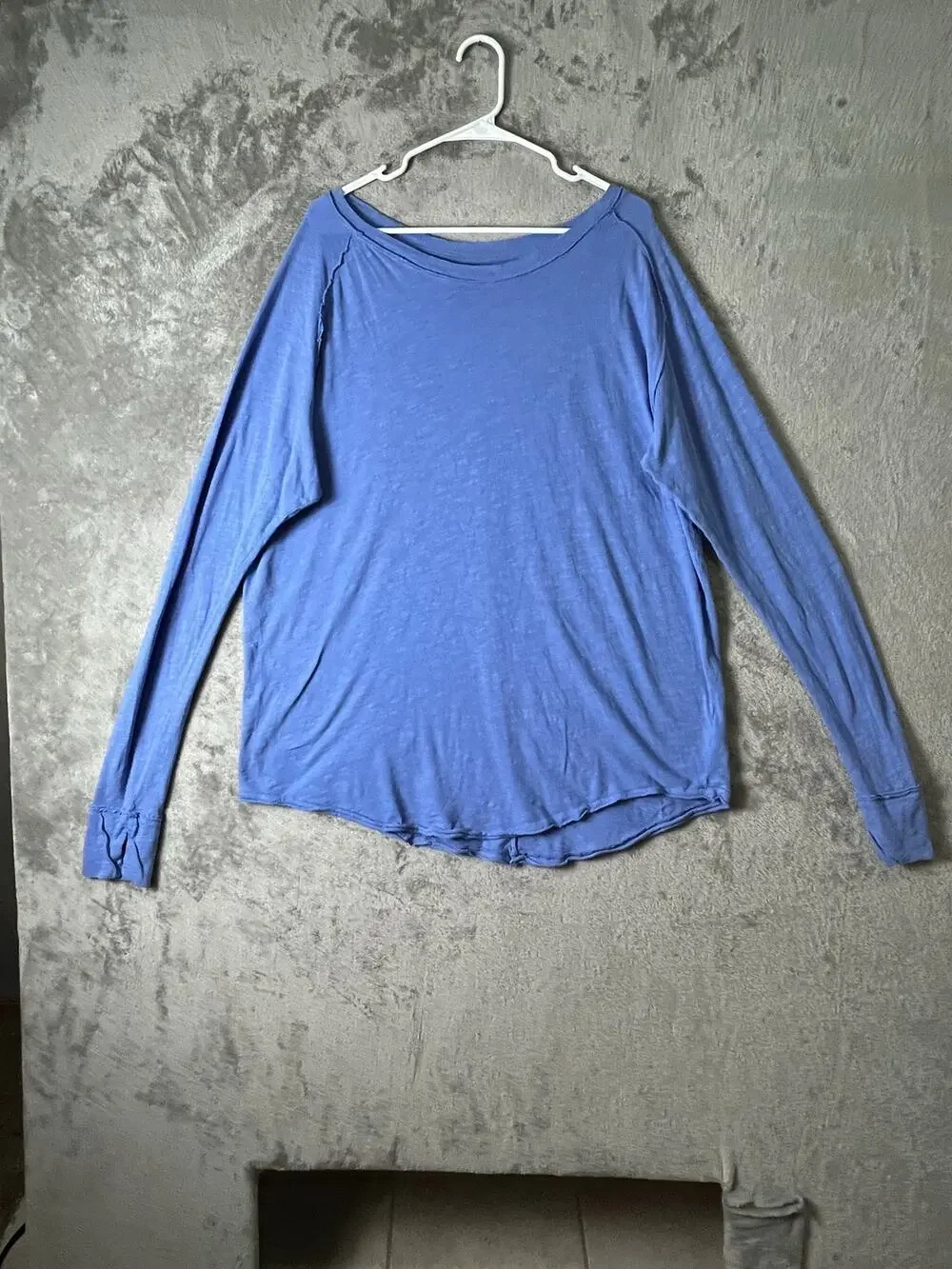 Free People Aria Trapeze Long Sleeve Tunic Top Oversized Size Medium Blue
